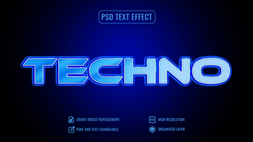 3d tech blue text effect on a dark background psd