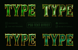 glossy glitter 3d green text effect set on dark green background psd