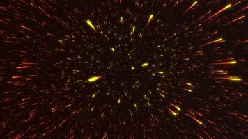 camara lenta saltar en exterior espacio. movimiento. Moviente líneas en cósmico corriente en negro antecedentes. brillante líneas de espacio hipersalto video