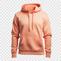 Peach color hoodie with rope on isolated transparent background psd