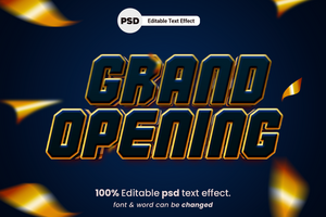 efecto de texto editable 3d de gran inauguración psd