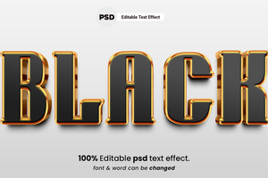 negro 3d editable texto efecto psd