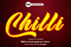 chile 3d editable texto efecto psd