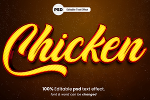 Chicken 3D Editable Text Effect psd