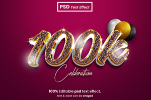 100k 3d editable texto efecto psd