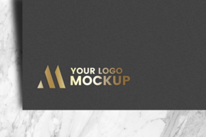 gold luxury paper debossed logo mockup psd