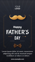 A poster for Father's Day featuring a man with a mustache and a bow tie psd