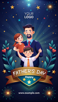 A poster for Father's Day featuring a man, a boy and a girl psd