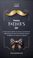 A poster for Father's Day featuring a man with a mustache and a bow tie psd