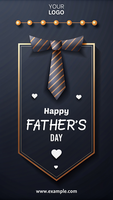 A black and gold framed image of a tie with the words Happy Father's Day written psd