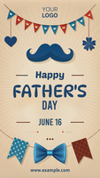 A poster for Father's Day with a mustache and a bow tie psd