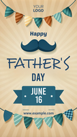 A poster for Father's Day with a man's face and mustache on it psd