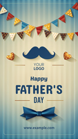 A poster for Father's Day with a man's mustache and a bow tie psd