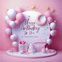 Wishing Happy birthday greeting card or poster, banner template design psd