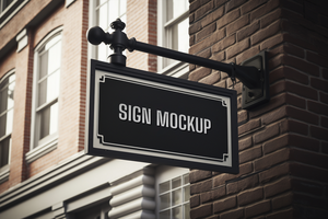 Blank rectangle shop sign mockup psd