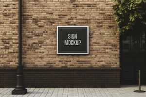 Blank rectangle shop sign mockup psd