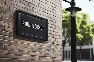 Blank rectangle shop sign mockup psd