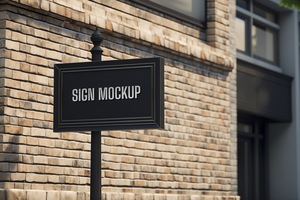 Blank rectangle shop sign mockup psd