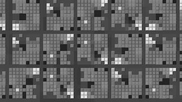 mosaico con muchos pequeño monocromo cuadrado piezas, resumen 3d antecedentes. movimiento. hermosa modelo con pequeño Moviente losas. video