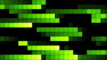 Matrix effect, moving horizontally green lines of squares on a black background. Motion. Concept of old fashioned retro games. video