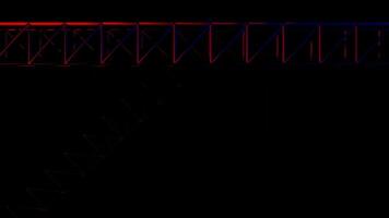 Black background.Design. Bright buildings in abstraction with red and purple lines and the footage moves forward. video