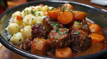 Crock Pot Filled With Carrots and Meat photo