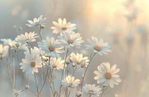 Daisies in Vase on Table photo