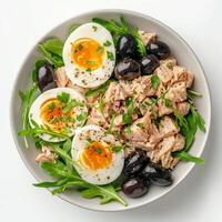 Salad With Hard Boiled Eggs and Olives photo