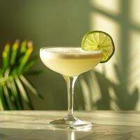 Margarita Cocktail With Lime Slice on Rim photo