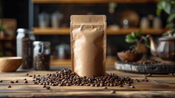 Bag of Coffee Beans on Table photo