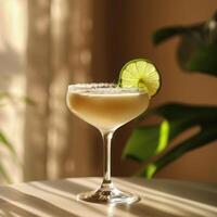 Margarita Cocktail With Lime Slice on Rim photo