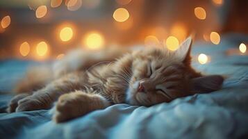 Small Kitten Sleeping on Blanket on Floor photo