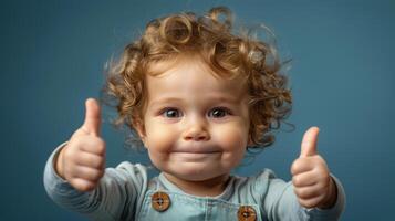 Little Boy Giving Thumbs Up Sign photo