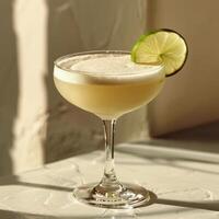 Margarita Cocktail With Lime Slice on Rim photo