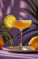 Refreshing Glass of Orange Juice With Lemon Slice photo