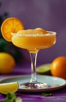 Refreshing Glass of Orange Juice With Lemon Slice photo
