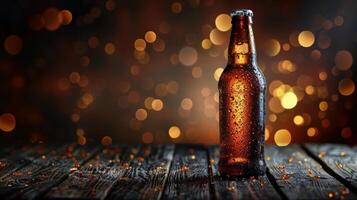 Bottle of Beer on Table photo