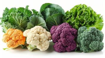 Assorted Colored Cauliflower on White Surface photo