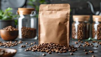 Bag of Coffee Beans on Table photo