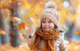 Little Girl Standing in Leaves photo