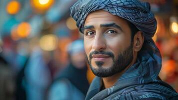 Man in Turban Gazing Into Distance photo