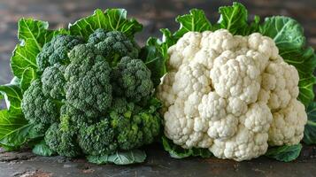 Three Different Types of Cauliflower on a Table photo