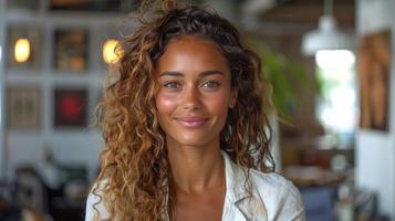 Close Up of a Person With Curly Hair photo