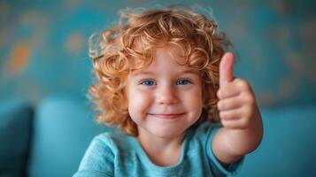 Little Boy Giving Thumbs Up Sign photo