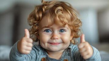 Little Boy Giving Thumbs Up Sign photo