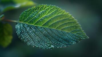 Green Leaf With Water Drops photo