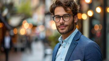 empresario en traje y Corbata en ciudad calle foto