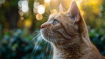 Close Up of Cat With Blurry Background photo