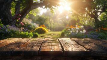 Abundant Fruit on Wooden Table photo