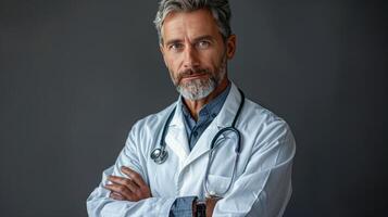 Man With Stethoscope Standing Arms Crossed photo